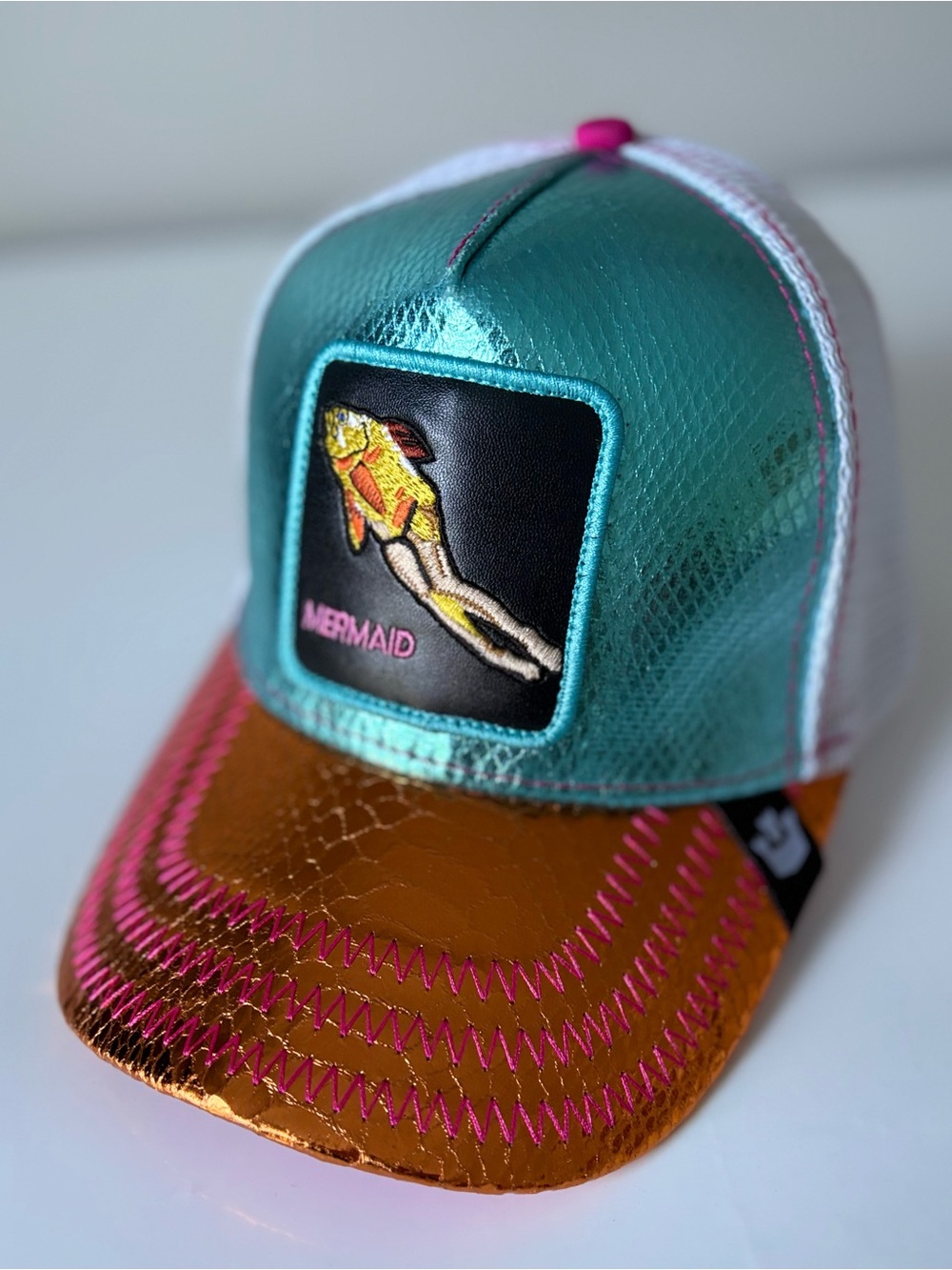 Rare Goorin Bros Animal Farm “Ocean Rudeness” Mermaid Trucker Hat Snapback - Picture 2 of 12